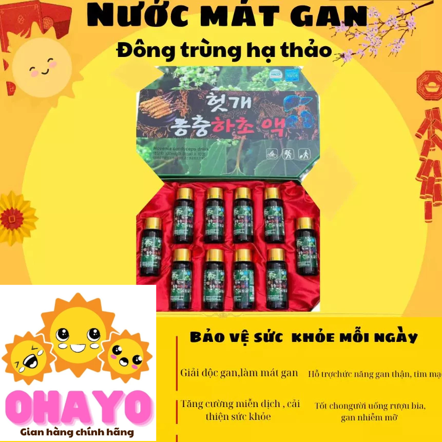 Liver Tonic Water - lung tonic - kidney tonic Korean Cordyceps, Box of 10 bottles x 100ml OHAYO